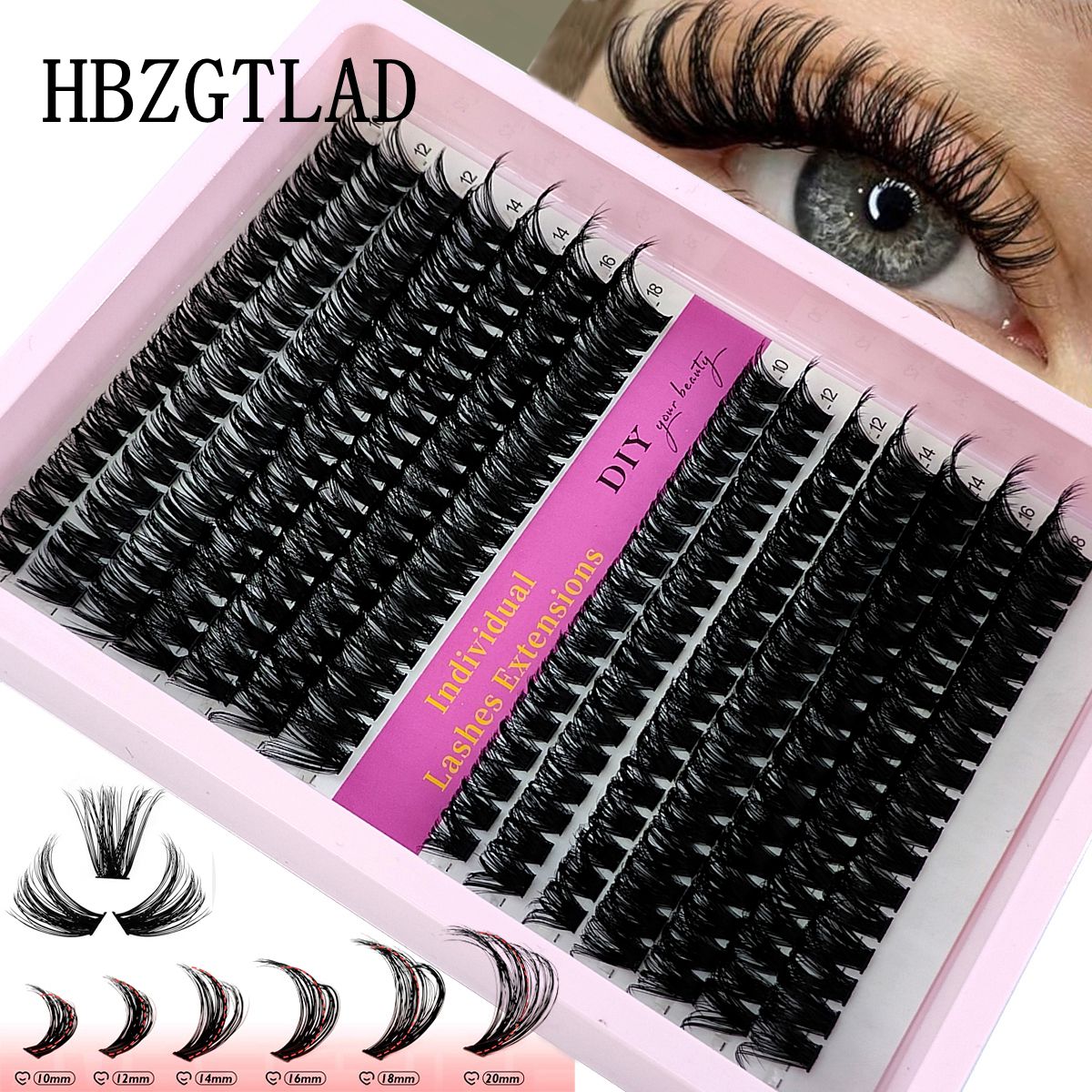 Funny Eyelash Extension - 60D/80D/100D Mix Tepsi Kirpik Kümeleri 10-18mm